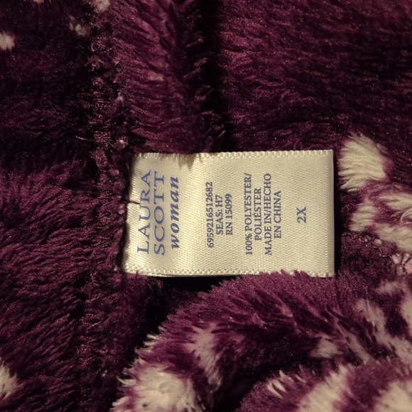 Laura Scott women's size 2X purple with white star design fluffy lounge pants - Picture 6 of 7